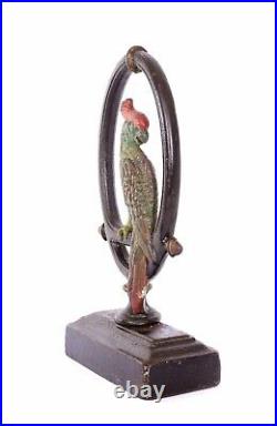 Bradley Hubbard Cast Iron Parrot Cockatoo Bird Perch Statute Doorstop Door Stop