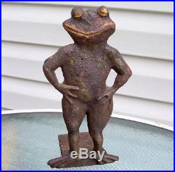 Bullfrog Antique Door Stop / Antique Cast Iron / Antique Frog Figurine