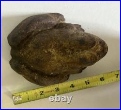 CAST IRON FROG SMILING DOORSTOP VINTAGE Slight TRACE PAINT, Nice Patina