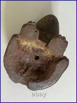 CAST IRON FROG SMILING DOORSTOP VINTAGE Slight TRACE PAINT, Nice Patina