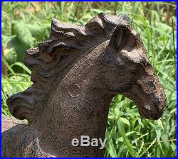 CAST IRON HORSE 10.5 In. Tall HEAVY 7.5 Lbs Vintage Prancing Door Stop or Statue