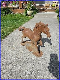 CAST IRON HORSE 13 In. Tall 19 long HEAVY Vintage Door Stop Statue