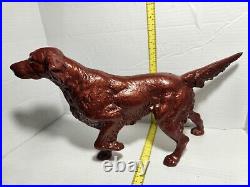 C. 1930's Cast Iron Hubley Doorstop XL English Setter Pointer, Hunting, Bird Dog