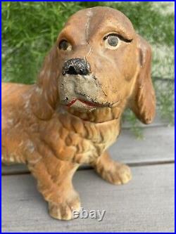 Cast Iron Antique HUBLEY #487 COCKER SPANIEL 11 DOG STATUE DOOR ART DOORSTOP