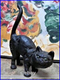 Cast Iron Black Cat Figure Doorstop Halloween Witch Antique Hubley
