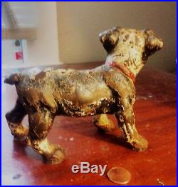 Cast Iron Boston Terrier Dog Doorstop Hubley Small Puppy Left Old Vtg Antique