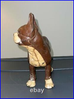 Cast Iron Boston Terrier Figurine 9 1/4 Inches Tall