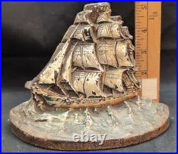 Cast Iron CJO Schooner Clipper Ship Nautical Doorstop #1288 Judd Co