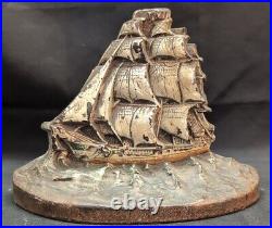 Cast Iron CJO Schooner Clipper Ship Nautical Doorstop #1288 Judd Co