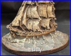 Cast Iron CJO Schooner Clipper Ship Nautical Doorstop #1288 Judd Co