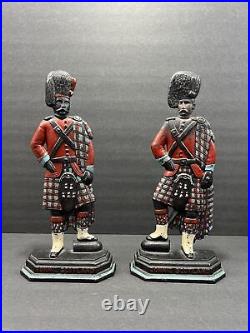 Cast Iron Door Stops Greenlees Glasgow Bonnie Scotland Lot Of 2 Antique (READ)