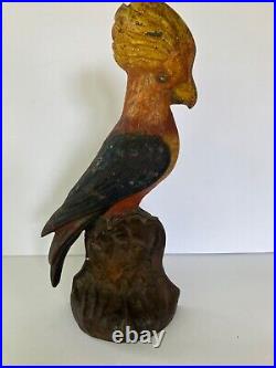 Cast Iron Doorstop From Albany Foundry #82 Cockatoo On Stump