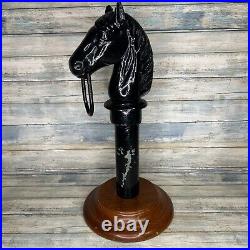Cast Iron Hitching Post Horse Head Fence Topper Ring Stand Art Decor Door Stop