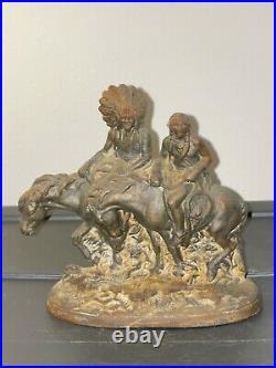 Cast Iron Indians and Horses Two Sided Figure