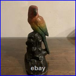 Cast Iron Parrot Doorstop Bookend Decorative Art Small Bird Statue