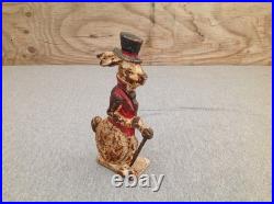 Cast Iron Rabbit in Top Hat and Cane Doorstop