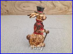 Cast Iron Rabbit in Top Hat and Cane Doorstop