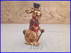 Cast Iron Rabbit in Top Hat and Cane Doorstop