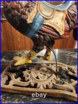 Cast Iron Rocking Rooster Door Stop Rare Chicken