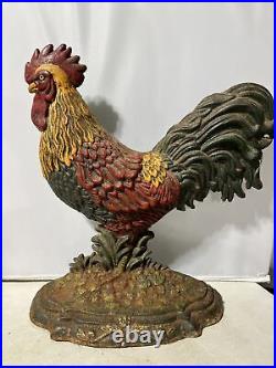 Cast Iron Rooster 12 Tall Doorstop HEAVY 11 Long Painted 6.7 Lb