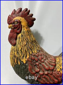 Cast Iron Rooster 12 Tall Doorstop HEAVY 11 Long Painted 6.7 Lb