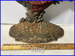 Cast Iron Rooster 12 Tall Doorstop HEAVY 11 Long Painted 6.7 Lb