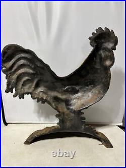 Cast Iron Rooster 12 Tall Doorstop HEAVY 11 Long Painted 6.7 Lb