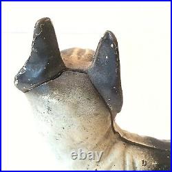 Cast Iron Vtg Boston Terrier Dog Doorstop Door Stop Figurine Sculpture B/w 2part