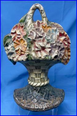 Cast Iron Waverly Studios FLOWER BASKET Door Stop 10 Original Cast Iron Waverly Studios FLOWER BASKET Door Stop 10 Original