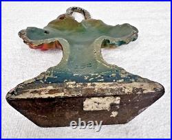 Cast iron Antique Basket of Flower Door Stop Roses Daffodil 7 1/4 Orig Paint