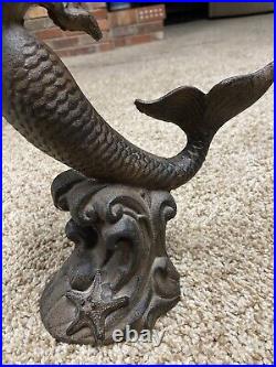 Cast iron Mermaid Birdbath Doorstop Unique 15 Tall