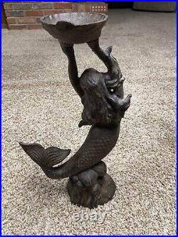 Cast iron Mermaid Birdbath Doorstop Unique 15 Tall