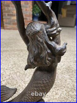 Cast iron Mermaid Birdbath Doorstop Unique 15 Tall