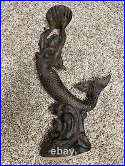 Cast iron Mermaid Birdbath Doorstop Unique 15 Tall