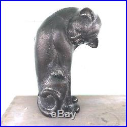 Cat seated Sculpture hand cast iron mid century Heavy statue 9 Kitten Doorstop