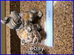 Chinese Cast Iron Fierce Foo Dog Figure Door Stop Heavy Metal Pair Vintage
