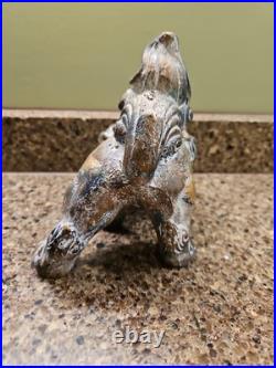 Chinese Cast Iron Fierce Foo Dog Figure Door Stop Heavy Metal Pair Vintage