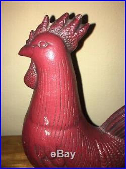 Colonial Williamsburg Red Cast Iron Rooster Doorstop Virginia Metalcrafters'99