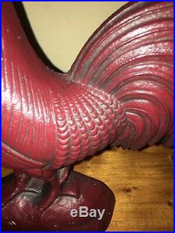 Colonial Williamsburg Red Cast Iron Rooster Doorstop Virginia Metalcrafters'99
