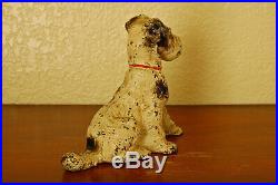 Cute Vintage Cast Iron Hubley Wire Fox Terrier Puppy Doorstop Bookend Figurine