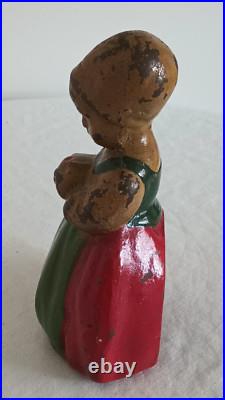 DUTCH GIRL CAST IRON DOORSTOP Full Figure, No Markings, 4 1/2 lbs. 6 1/2