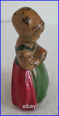 DUTCH GIRL CAST IRON DOORSTOP Full Figure, No Markings, 4 1/2 lbs. 6 1/2