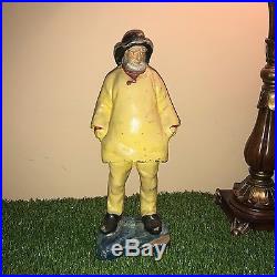 Early 1900's Cast Iron Fisherman Doorstop 15 tall 13 lbs. From MASS summer home