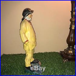 Early 1900's Cast Iron Fisherman Doorstop 15 tall 13 lbs. From MASS summer home