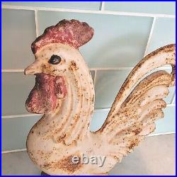 Early 20th Century Original Painted Rooster Door Stop, Vintage CS Cast Iron Early 20th Century Original Painted Rooster Door Stop, Vintage CS Cast Iron