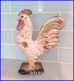 Early 20th Century Original Painted Rooster Door Stop, Vintage CS Cast Iron Early 20th Century Original Painted Rooster Door Stop, Vintage CS Cast Iron