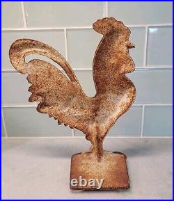 Early 20th Century Original Painted Rooster Door Stop, Vintage CS Cast Iron Early 20th Century Original Painted Rooster Door Stop, Vintage CS Cast Iron