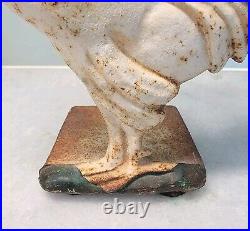 Early 20th Century Original Painted Rooster Door Stop, Vintage CS Cast Iron Early 20th Century Original Painted Rooster Door Stop, Vintage CS Cast Iron