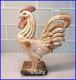 Early 20th Century Original Painted Rooster Door Stop, Vintage CS Cast Iron Early 20th Century Original Painted Rooster Door Stop, Vintage CS Cast Iron