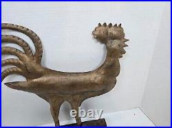 Early Antique Cast iron Hand forged folk art Rooster/cock weathervane/doorstop